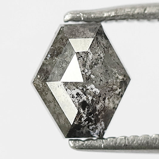 Natural 1.00 Ct Geometric Gray Black Salt & Pepper Diamond | 6.50 mm Loose Diamond, Unique Stone for Engagement Ring & Bridal Jewelry