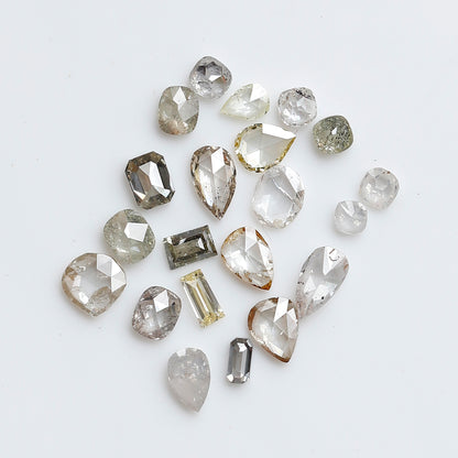 1.39 CT Mix Shape Natural Loose Diamonds 1.8 to 4.4 MM Pear Cut Oval Cut Emerald Cut Light Brown Color SI Clarity Diamonds For 21 Pieces