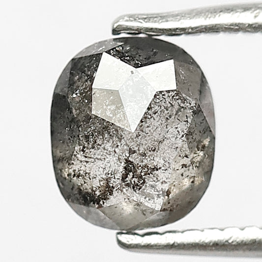 0.95 CT Oval Shape Conflict Free Natural Diamond, Loose Gray Black Salt and Pepper Diamond For Wedding Ring