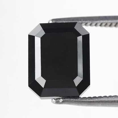 4.39 CT Large Emerald Cut Black Diamond, AAA Quality Natural Treated Loose Diamond for Anniversary Ring