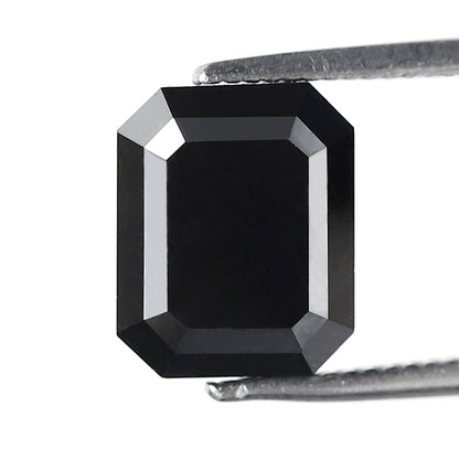 4.39 CT Large Emerald Cut Black Diamond, AAA Quality Natural Treated Loose Diamond for Anniversary Ring