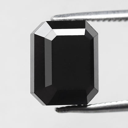 4.39 CT Large Emerald Cut Black Diamond, AAA Quality Natural Treated Loose Diamond for Anniversary Ring