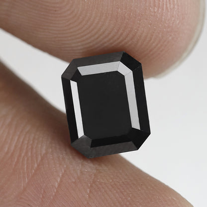 4.39 CT Large Emerald Cut Black Diamond, AAA Quality Natural Treated Loose Diamond for Anniversary Ring