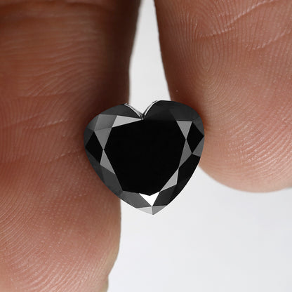 Heart Shape Loose Diamond 5.02 Ct, Natural Treated Black Diamond for Custom Proposal Ring
