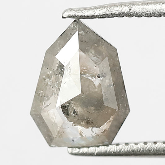 Shield Cut 1.10 Ct Natural Gray Black Salt & Pepper Loose Diamond | 8.7 mm Stone