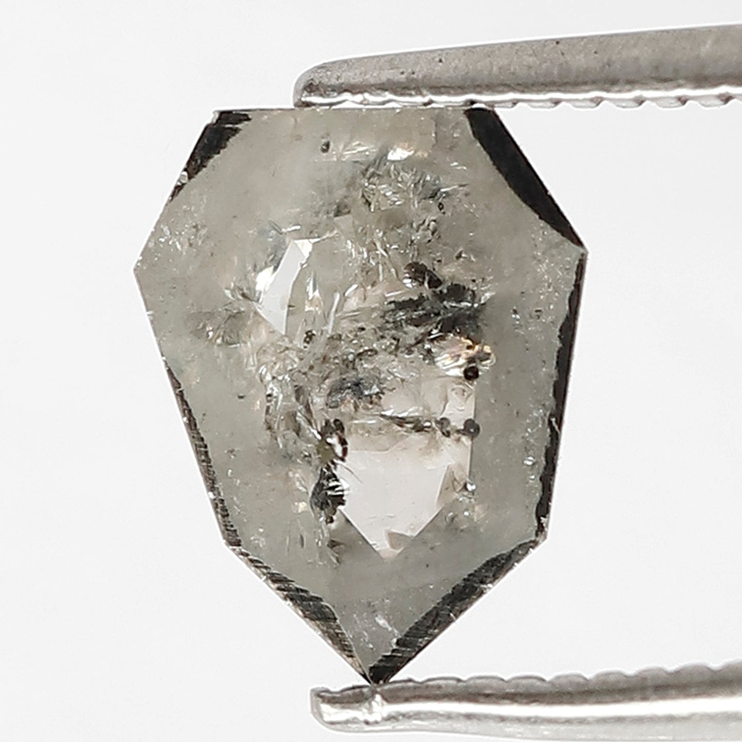 Shield Cut 1.10 Ct Natural Gray Black Salt & Pepper Loose Diamond | 8.7 mm Stone