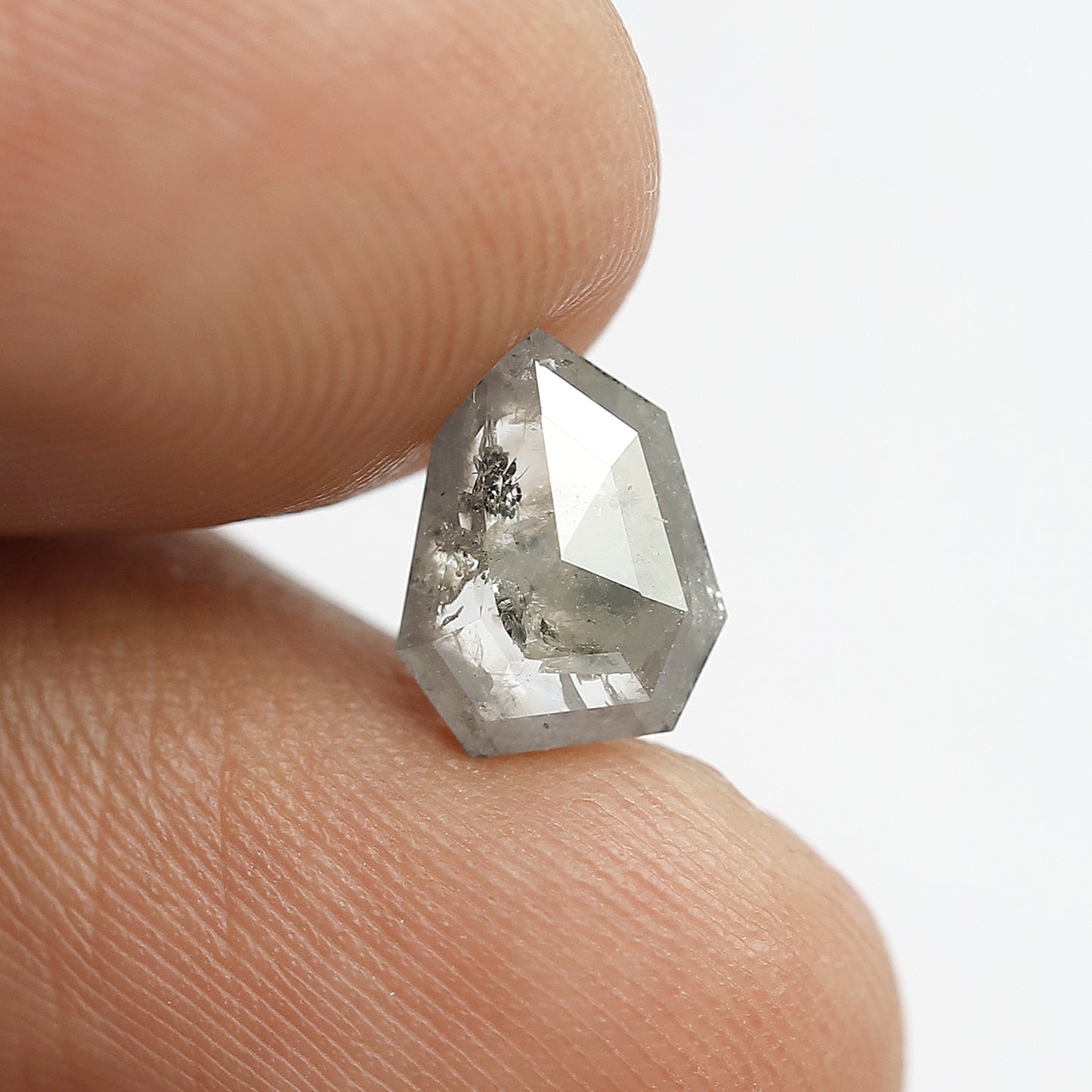 Shield Cut 1.10 Ct Natural Gray Black Salt & Pepper Loose Diamond | 8.7 mm Stone