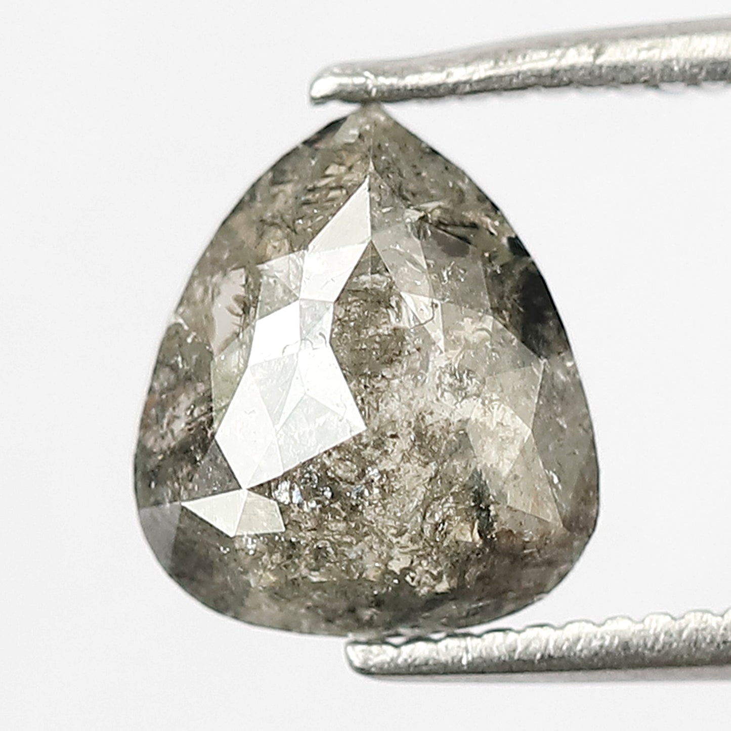 1.34 CT Natural Pear Shape Diamond, Gray Black Loose Salt and Pepper Diamond For Bridal Ring