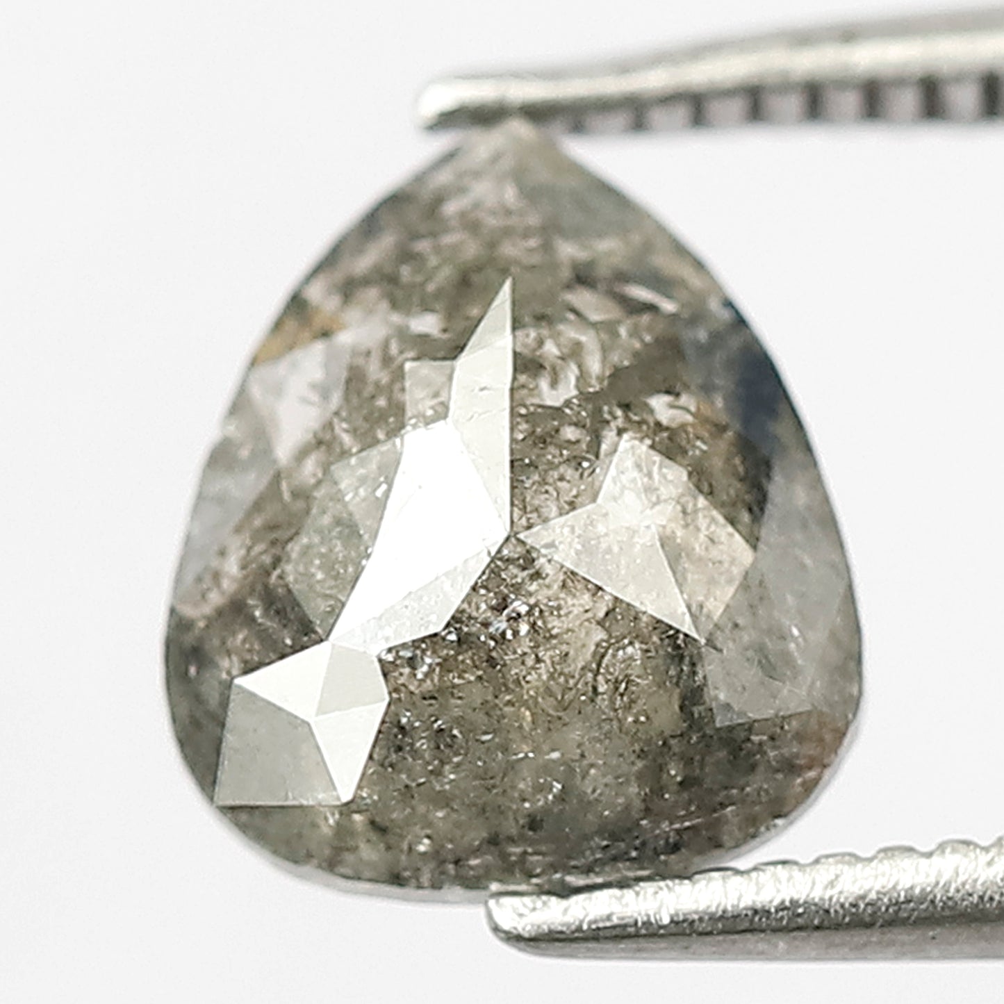 1.34 CT Natural Pear Shape Diamond, Gray Black Loose Salt and Pepper Diamond For Bridal Ring