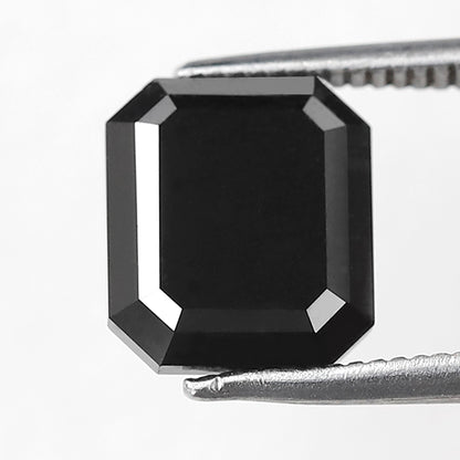 3.27 CT Natural Treated Black Diamond, Emerald Shape Loose Diamond for Engagement Jewelry