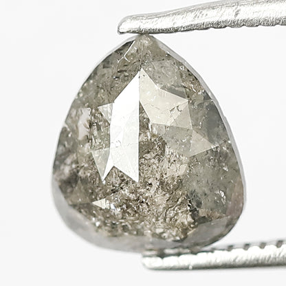 1.34 CT Natural Pear Shape Diamond, Gray Black Loose Salt and Pepper Diamond For Bridal Ring