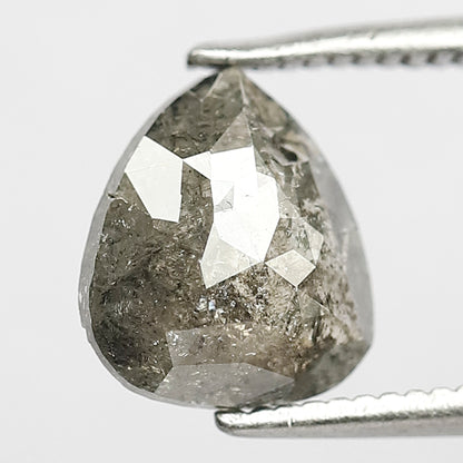 1.34 CT Natural Pear Shape Diamond, Gray Black Loose Salt and Pepper Diamond For Bridal Ring