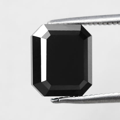 3.27 CT Natural Treated Black Diamond, Emerald Shape Loose Diamond for Engagement Jewelry