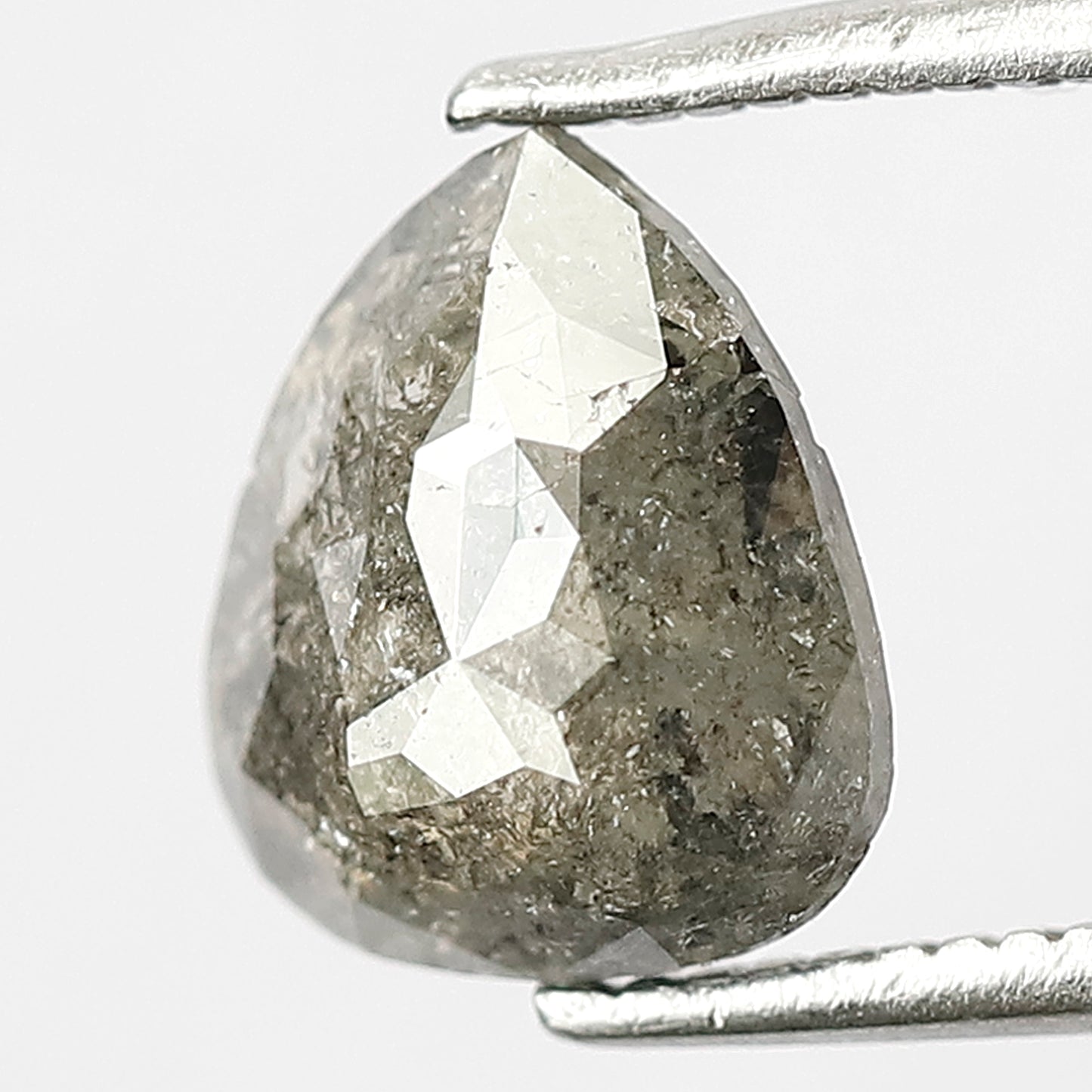 1.34 CT Natural Pear Shape Diamond, Gray Black Loose Salt and Pepper Diamond For Bridal Ring