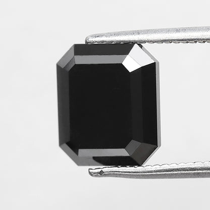 3.27 CT Natural Treated Black Diamond, Emerald Shape Loose Diamond for Engagement Jewelry