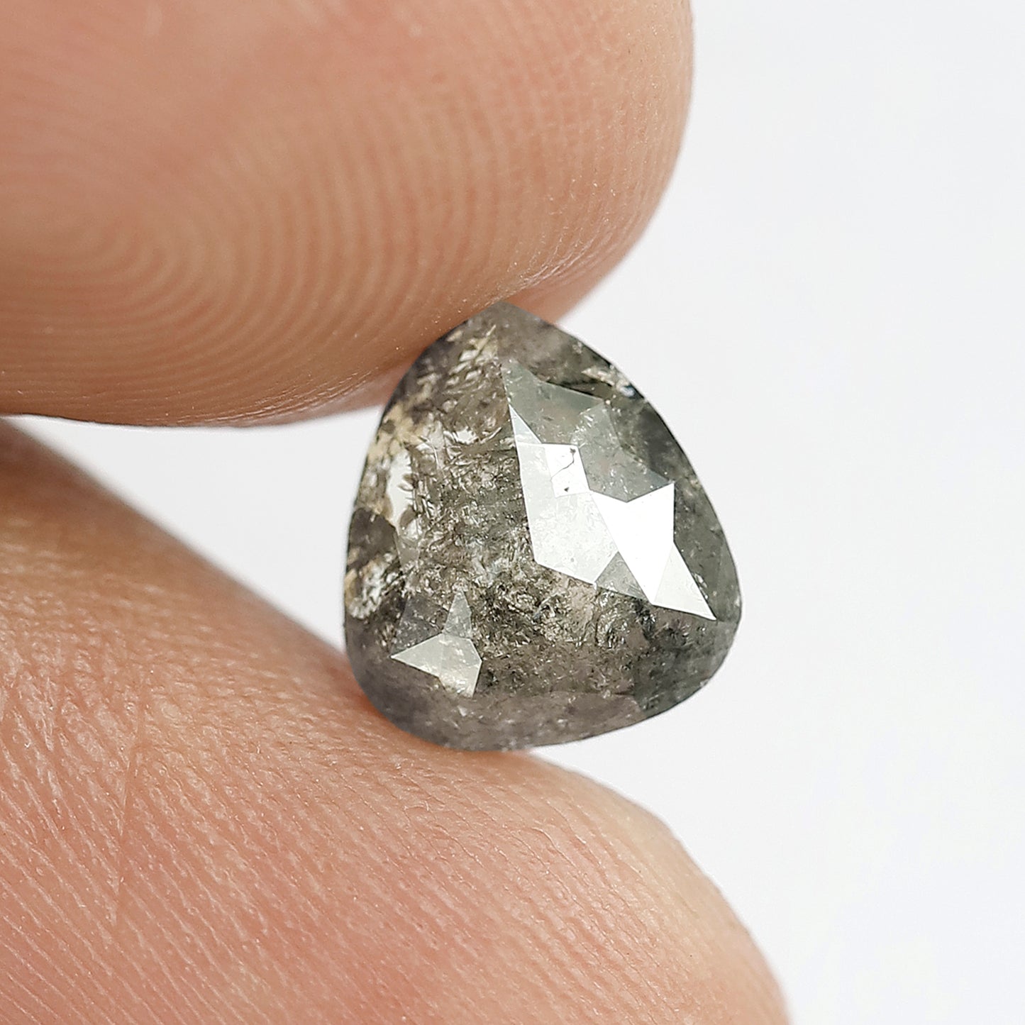 1.34 CT Natural Pear Shape Diamond, Gray Black Loose Salt and Pepper Diamond For Bridal Ring