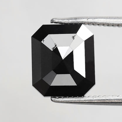 3.27 CT Natural Treated Black Diamond, Emerald Shape Loose Diamond for Engagement Jewelry