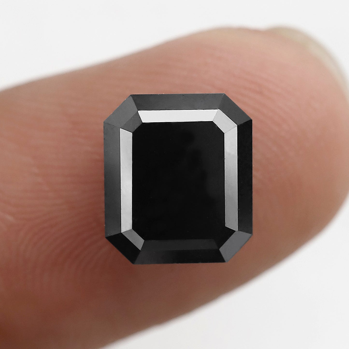 3.27 CT Natural Treated Black Diamond, Emerald Shape Loose Diamond for Engagement Jewelry
