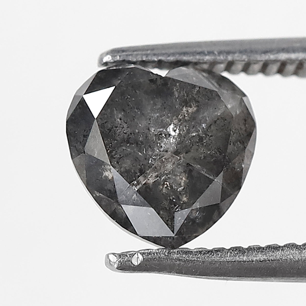 1.69 Ct Heart Shape Salt and pepper Diamond 6.80 MM Loose Natural Grey Black Color Diamond