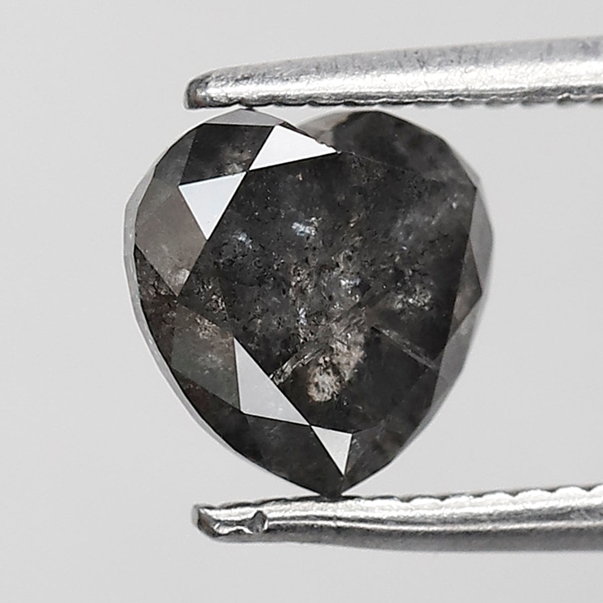 1.69 Ct Heart Shape Salt and pepper Diamond 6.80 MM Loose Natural Grey Black Color Diamond