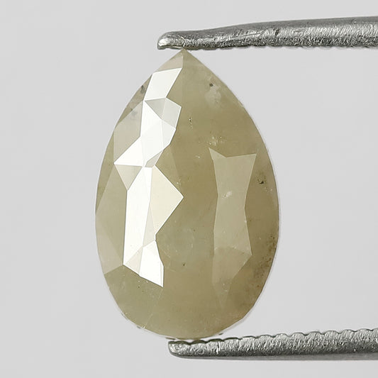 1.64 CT Pear Shape Rustic Diamond, Natural Greenish Gray Opaque Conflict Free Loose Diamond