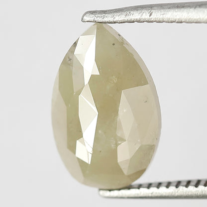 1.64 CT Pear Shape Rustic Diamond, Natural Greenish Gray Opaque Conflict Free Loose Diamond