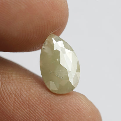 1.64 CT Pear Shape Rustic Diamond, Natural Greenish Gray Opaque Conflict Free Loose Diamond