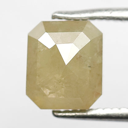 2.26 Ct Emerald Shape Light Greenish Rustic Diamond | Natural Loose Diamond for Wedding Jewelry