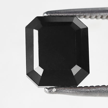 Emerald Cut Natural Treated Black Diamond 3.08 CT, 8.00 x 7.00 mm Loose Diamond for Engagement Ring Jewelry Making