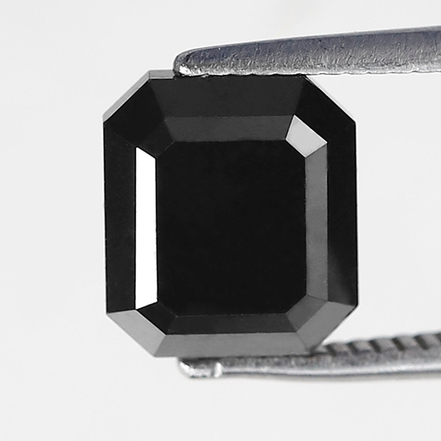 Emerald Cut Natural Treated Black Diamond 3.08 CT, 8.00 x 7.00 mm Loose Diamond for Engagement Ring Jewelry Making