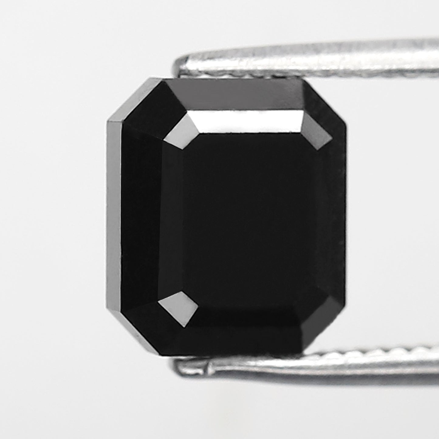 Emerald Cut Natural Treated Black Diamond 3.08 CT, 8.00 x 7.00 mm Loose Diamond for Engagement Ring Jewelry Making