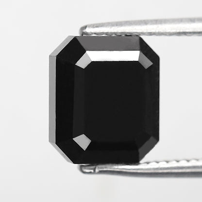 Emerald Cut Natural Treated Black Diamond 3.08 CT, 8.00 x 7.00 mm Loose Diamond for Engagement Ring Jewelry Making
