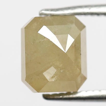 2.26 Ct Emerald Shape Light Greenish Rustic Diamond | Natural Loose Diamond for Wedding Jewelry