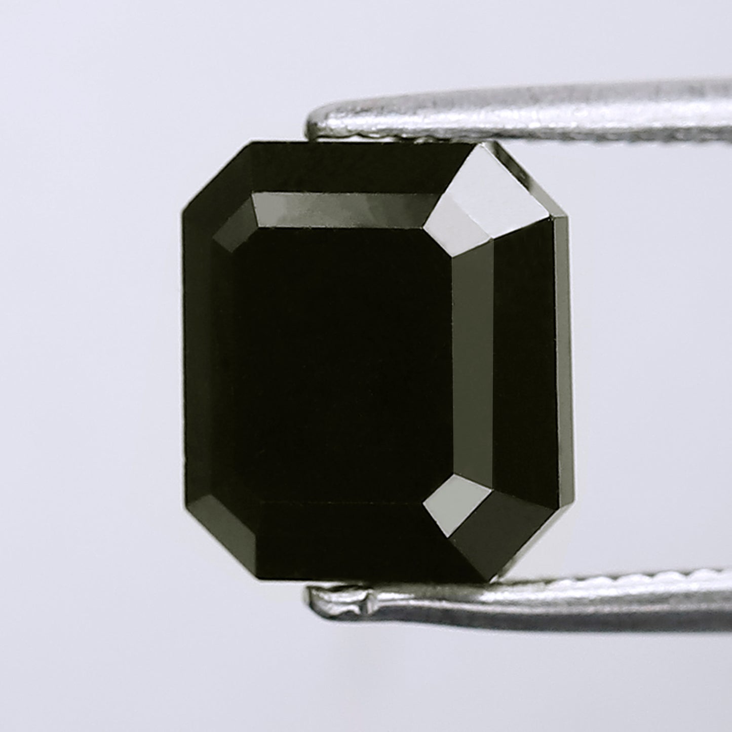 Emerald Cut Natural Treated Black Diamond 3.08 CT, 8.00 x 7.00 mm Loose Diamond for Engagement Ring Jewelry Making