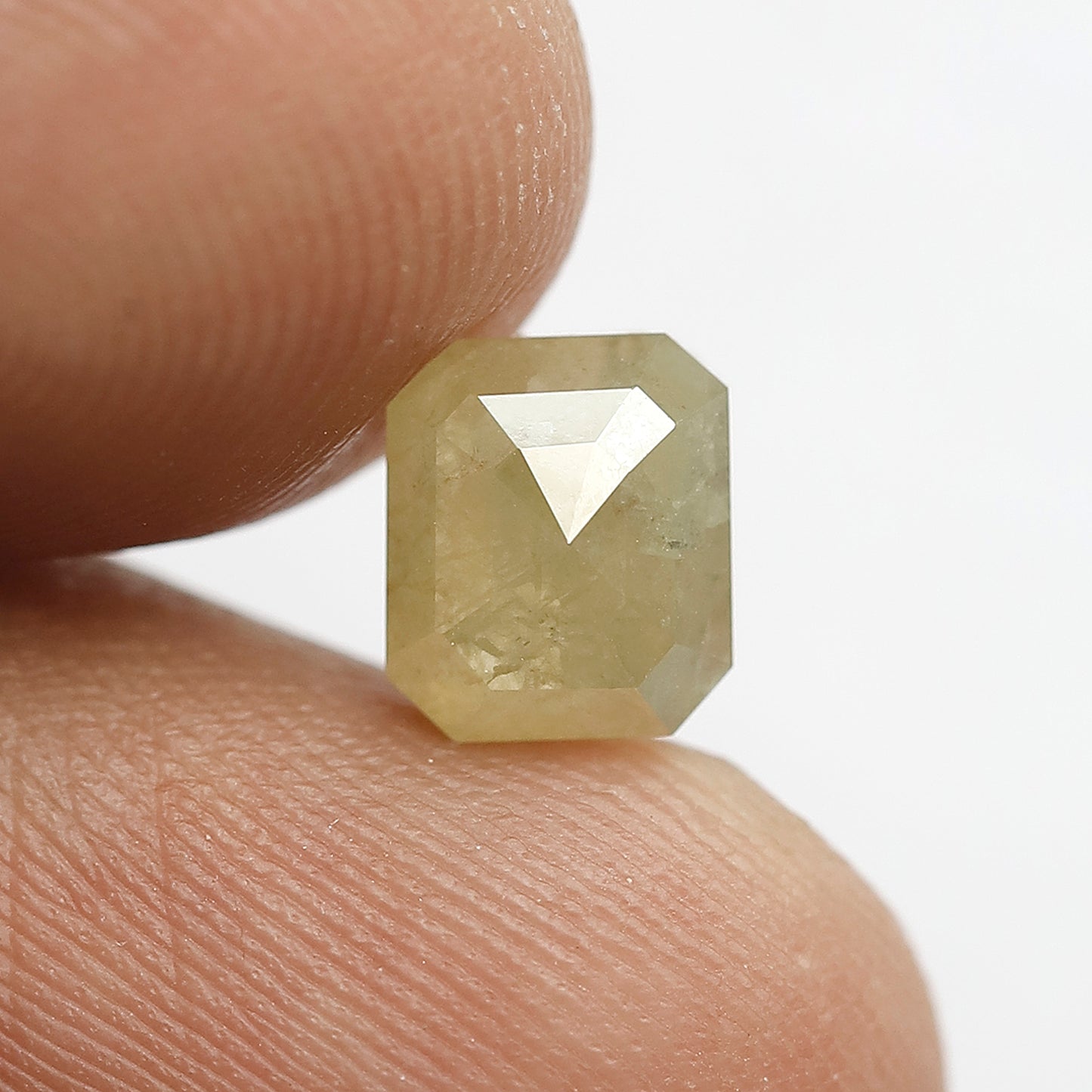 2.26 Ct Emerald Shape Light Greenish Rustic Diamond | Natural Loose Diamond for Wedding Jewelry