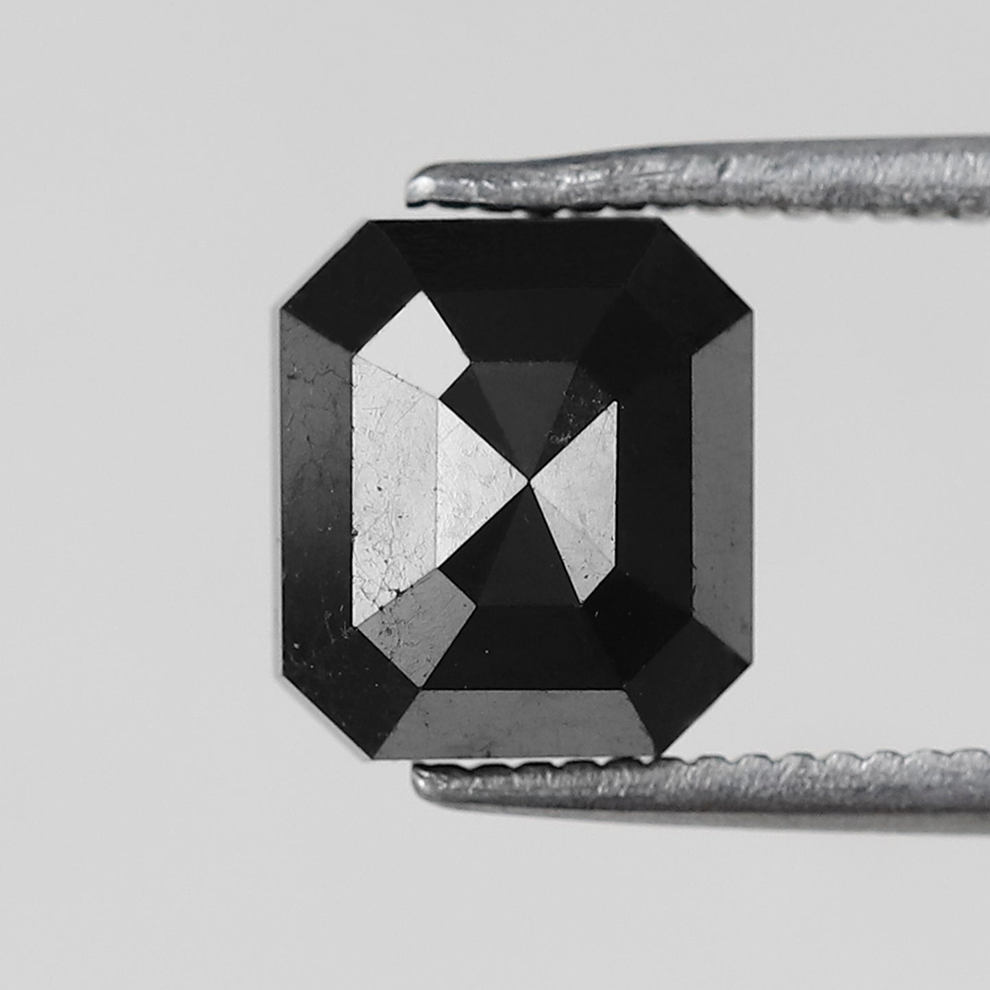 Emerald Cut Natural Treated Black Diamond 3.08 CT, 8.00 x 7.00 mm Loose Diamond for Engagement Ring Jewelry Making