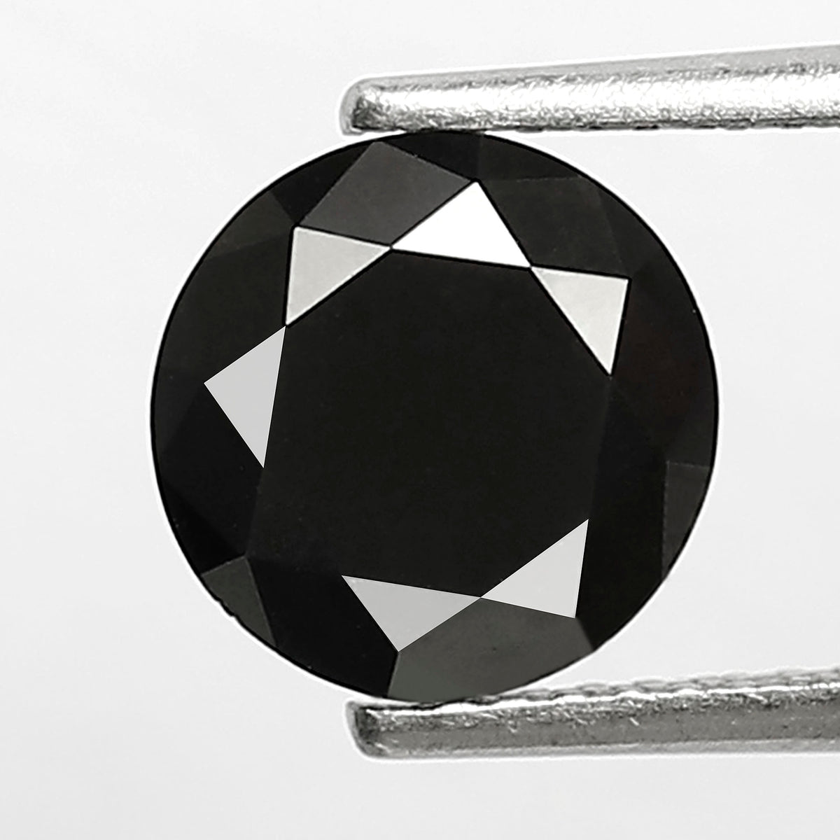 2 Carat Round Brilliant Cut Black Diamond, Heated Jet Black, 8mm Earth-Mined