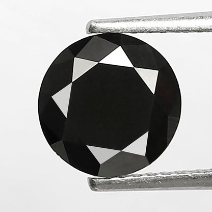 2 Carat Round Brilliant Cut Black Diamond, Heated Jet Black, 8mm Earth-Mined