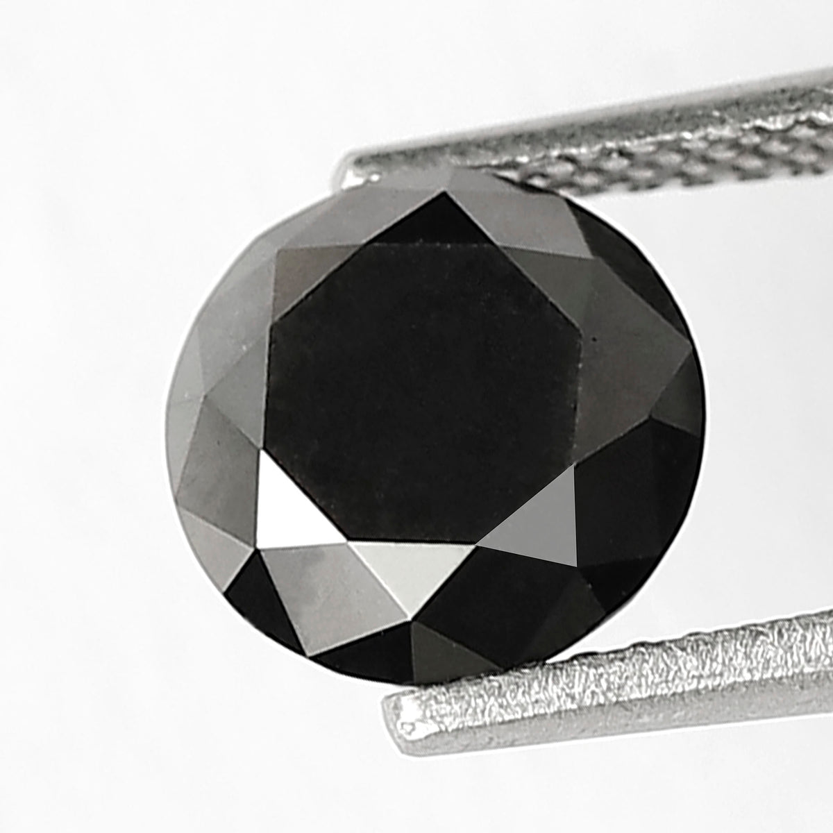 2 Carat Round Brilliant Cut Black Diamond, Heated Jet Black, 8mm Earth-Mined