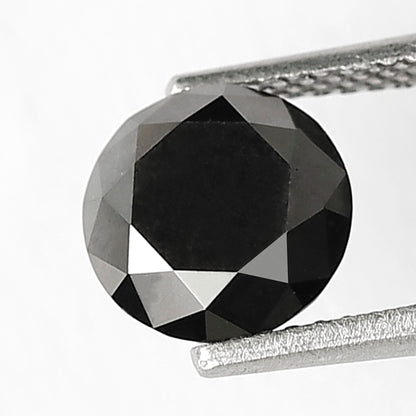 2 Carat Round Brilliant Cut Black Diamond, Heated Jet Black, 8mm Earth-Mined