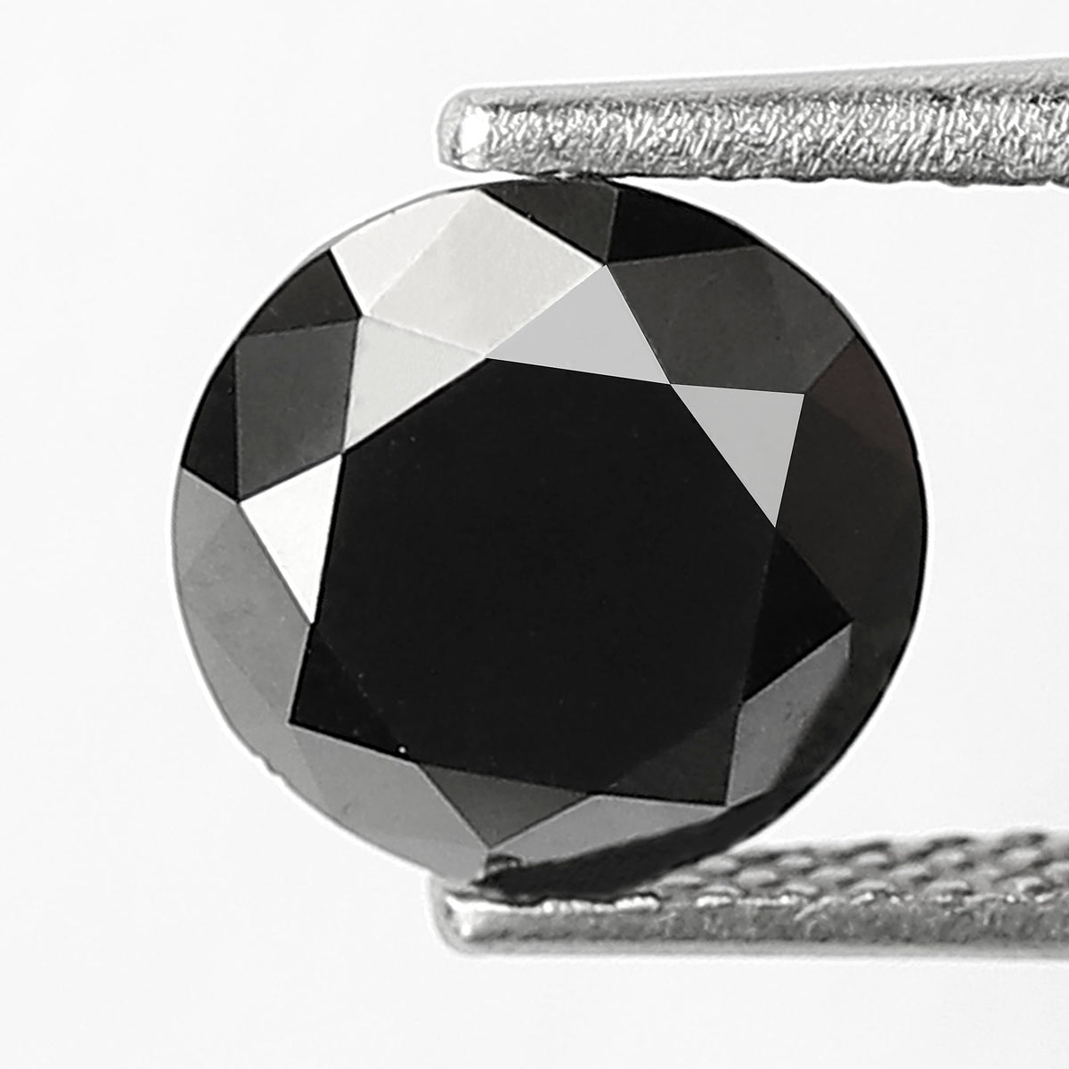 2 Carat Round Brilliant Cut Black Diamond, Heated Jet Black, 8mm Earth-Mined