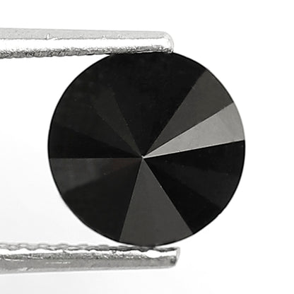 2 Carat Round Brilliant Cut Black Diamond, Heated Jet Black, 8mm Earth-Mined