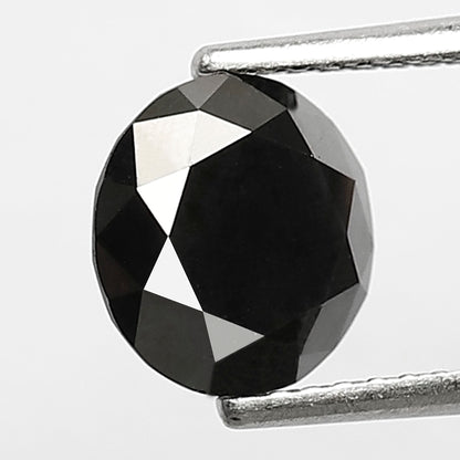 2 Carat Round Brilliant Cut Black Diamond, Heated Jet Black, 8mm Earth-Mined
