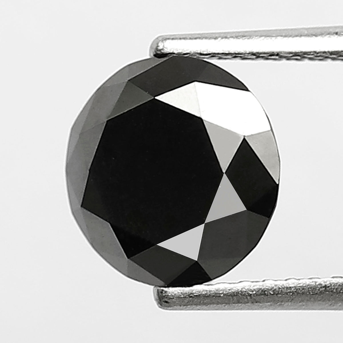 2 Carat Round Brilliant Cut Black Diamond, Heated Jet Black, 8mm Earth-Mined