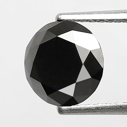 2 Carat Round Brilliant Cut Black Diamond, Heated Jet Black, 8mm Earth-Mined