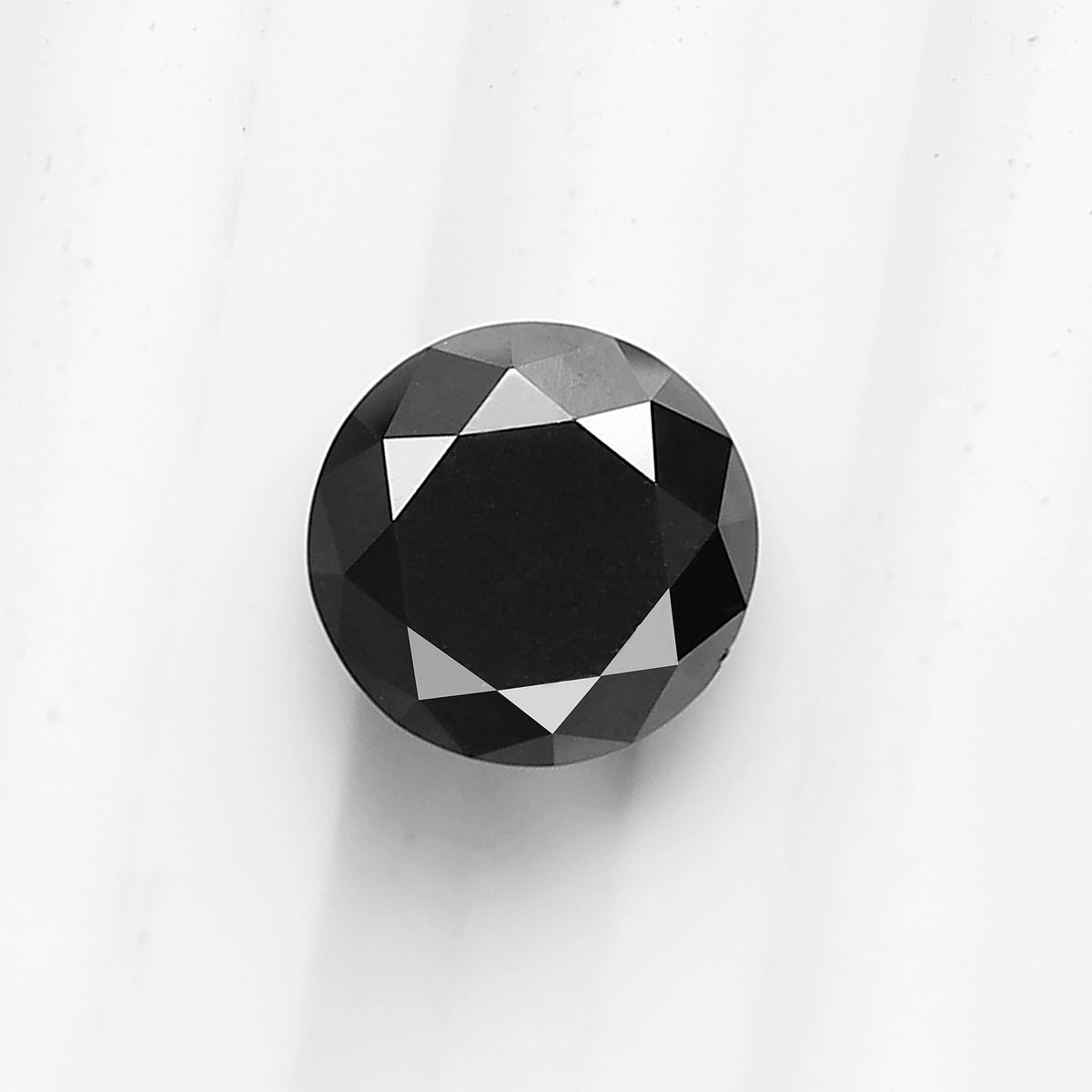 2 Carat Round Brilliant Cut Black Diamond, Heated Jet Black, 8mm Earth-Mined