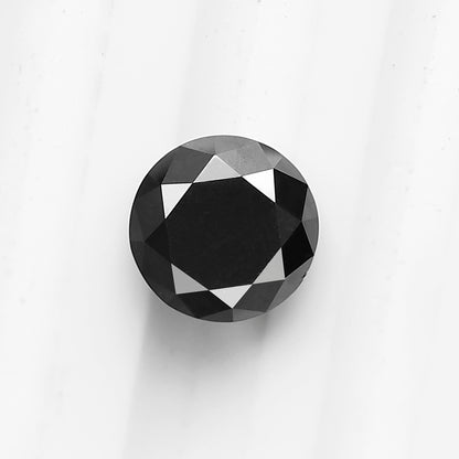 2 Carat Round Brilliant Cut Black Diamond, Heated Jet Black, 8mm Earth-Mined