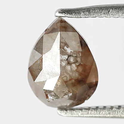0.94 Ct Pear Shape Rustic Diamond | Natural Gray Black Reddish Ethically Sourced Loose Diamond Gift