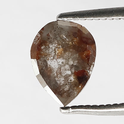 0.94 Ct Pear Shape Rustic Diamond | Natural Gray Black Reddish Ethically Sourced Loose Diamond Gift