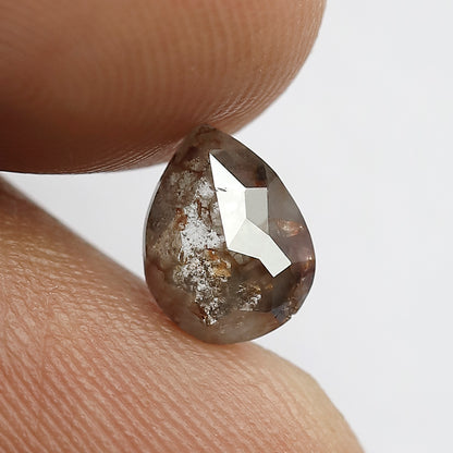 0.94 Ct Pear Shape Rustic Diamond | Natural Gray Black Reddish Ethically Sourced Loose Diamond Gift